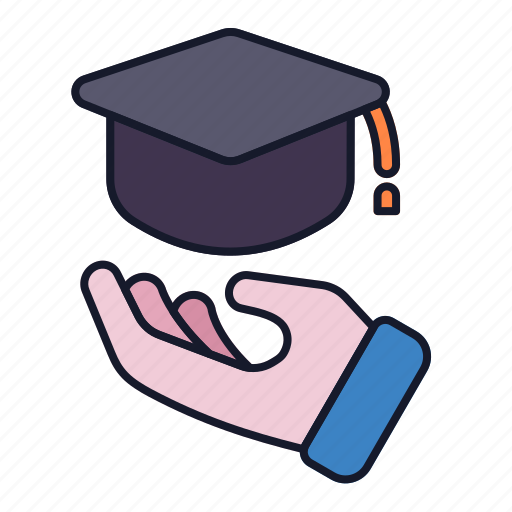 Hand, hat, graduate, graduation, diploma, mentoring, coaching icon - Download on Iconfinder