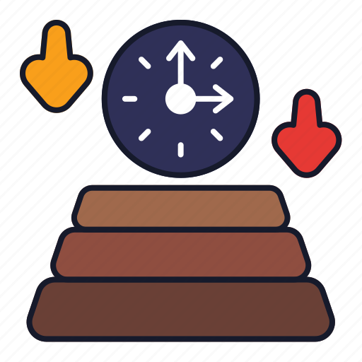 Efficiency, productivity, decrease, arrow, clock, podium, graph icon - Download on Iconfinder