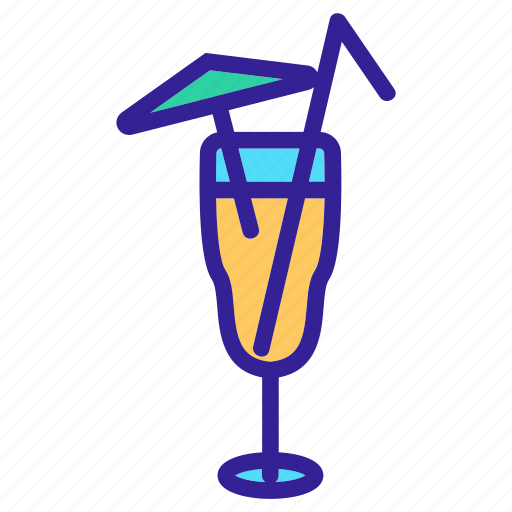 Cocktail, glass, juice, straw, umbrella icon - Download on Iconfinder