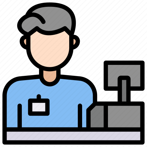 Shop, cashier, man, machine icon - Download on Iconfinder