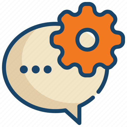 Chat, speak, setting, talk, cog, gear, wheel icon - Download on Iconfinder