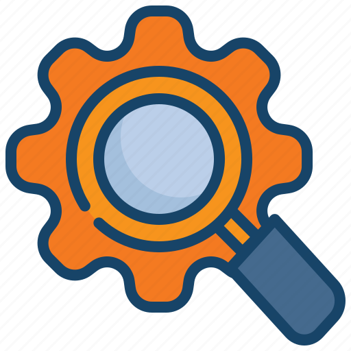 Magnifying, glass, search, look, setting, cog, gear icon - Download on Iconfinder