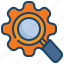 magnifying, glass, search, look, setting, cog, gear, wheel 