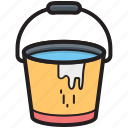 bucket, pail, paint bucket, water, water bucket