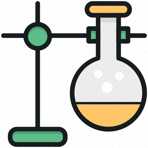 Flask, flask stand, lab experiment, lab research, laboratory icon - Download on Iconfinder