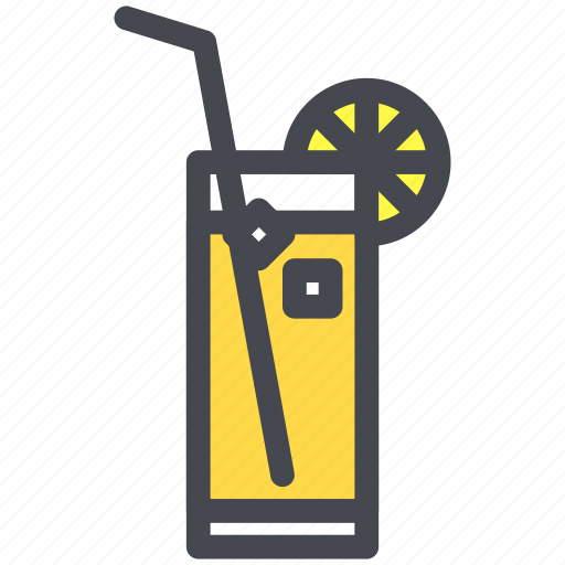 Lemonade, drink, glass, juice, straw icon - Download on Iconfinder
