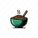 foods, hot beans bowl, cooked legumes, cooked beans, hot food in bowl, grains, beans