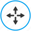 center, four directional arrow, indicator, maximize, pane, pointer, zoom 
