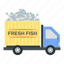 fish truck, transport, vehicle, shipping, fishes, breed