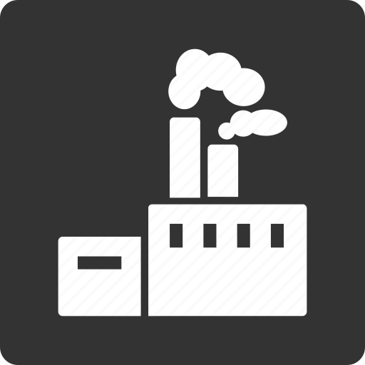 Factory, company, construction, fabric building, industry, power plant, smoke icon - Download on Iconfinder