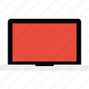 monitor, communication, laptop, multimedia, notebook, computer, red, template, screen, empty