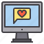 chat, computer, heart, interface, technology 
