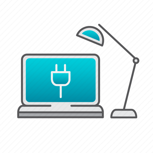 Computer, desk, desktop, desktop computer, lamp, setup, support icon - Download on Iconfinder