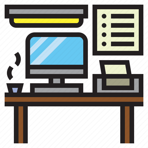 Computer, desk, household, office, printer, table, workspace icon - Download on Iconfinder
