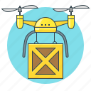 delivery, drone, box, logistics, shipping, quadrocopter, quadcopter