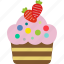 strawberry, cake, bakery, birthday, dessert, food, fruit 