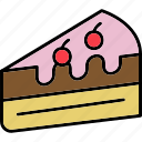 cherry, slice, cake, pie, piece, divide, sweet, dessert, isometric