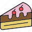 cherry, slice, cake, pie, piece, divide, sweet, dessert, isometric 