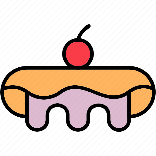 Eclair, bakery, filled, food, outline, pastry icon - Download on Iconfinder