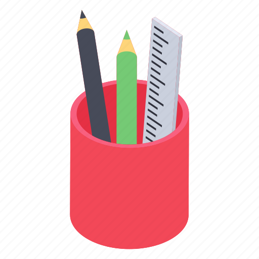 Pencil and scale, stationary equipment, stationery holder, stationery items, writing tools icon - Download on Iconfinder