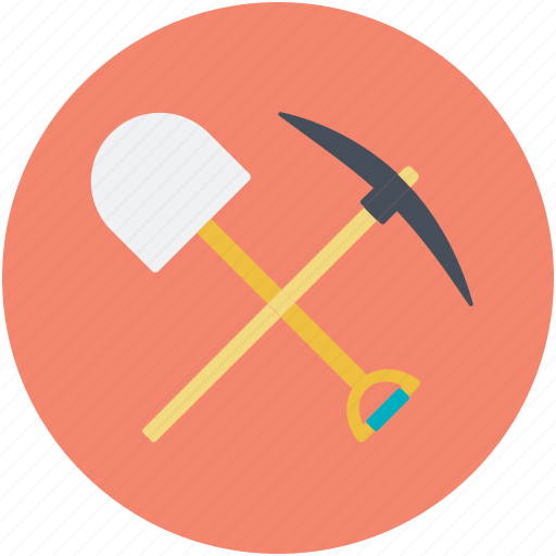 Digging tools, pick hammer, shovel, spade, work tools icon - Download on Iconfinder