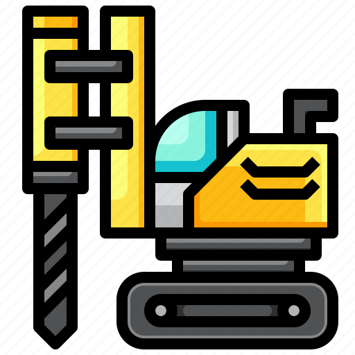 Driller, hydraulic, machine, pile, trepan icon - Download on Iconfinder
