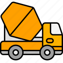 concrete, truck, construction, cement, mixer, vehicle, transport