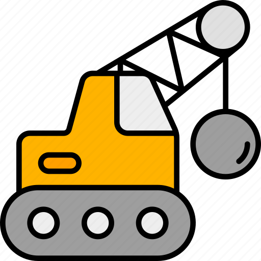 Demolish, construction, demolishing, crushing, spheric, vehicle, transport icon - Download on Iconfinder