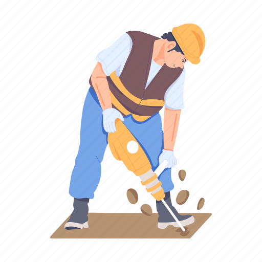 Construction worker, drilling floor, labour drilling, drilling machine, labour working icon - Download on Iconfinder