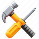 screw, hammer, construction, tool, law 