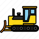 construction, bulldozer, machinery, vehicle, building