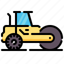 steamroller, road, compactor, construction