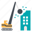 building, crane, destroy, hammer, smash 