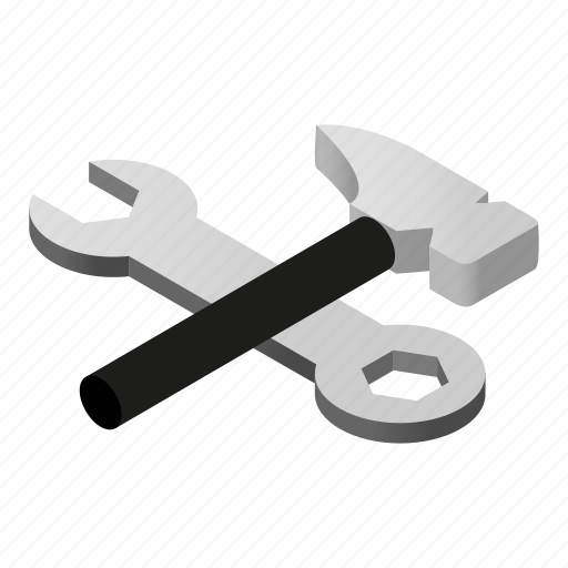 Hammer, isometric, profession, spanner, tool, work, wrench icon - Download on Iconfinder
