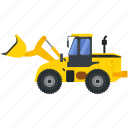 construction, machinery, vehicle, bucket, loader, wheel