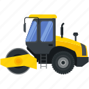 construction, machinery, vehicle, road, roller, tractor
