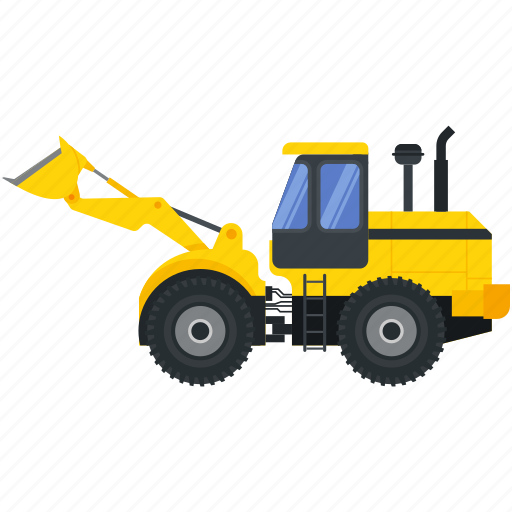Construction, machinery, vehicle, bucket, loader, wheel icon - Download on Iconfinder