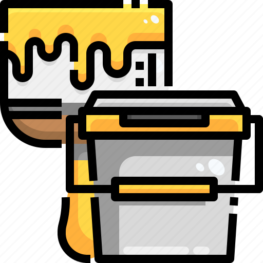 Brush, bucket, paint, painter, painting icon - Download on Iconfinder