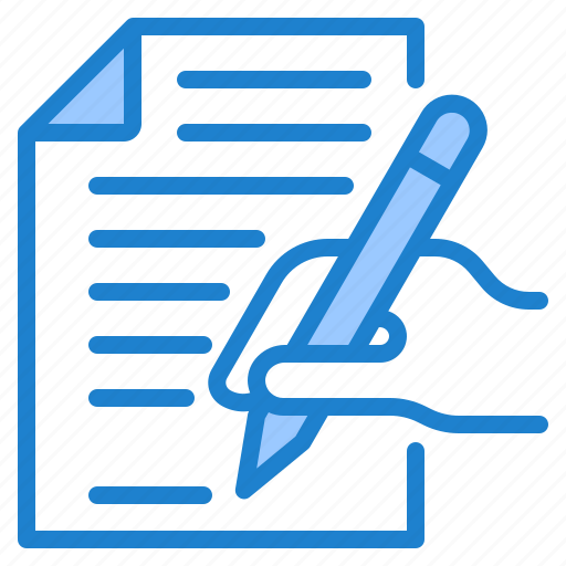 Agreement, blue, contact, contract, document, pen, signature icon - Download on Iconfinder