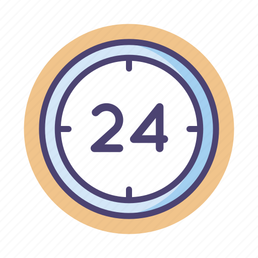 24, 24 hours, clock, hours icon - Download on Iconfinder