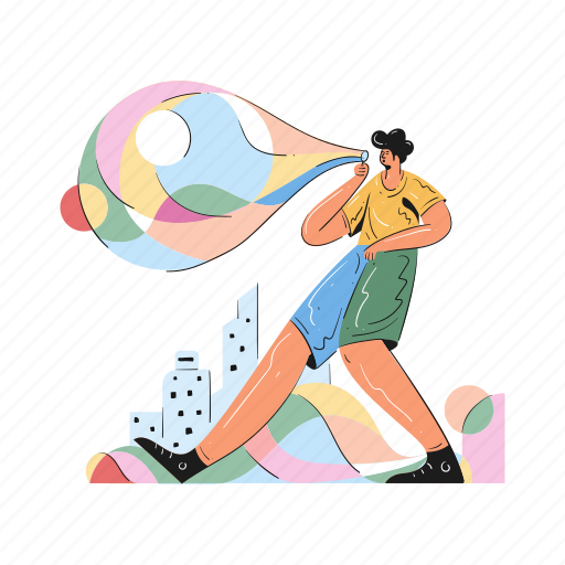 Man, male, person, bubble, entertainment, leisure, hobby illustration - Download on Iconfinder