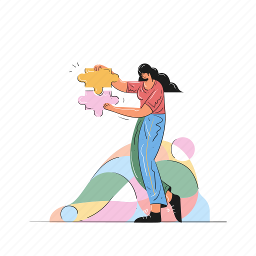 Woman, female, person, puzzle, plugin, plug, in illustration - Download on Iconfinder