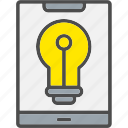bulb, idea, light, mobile, startup