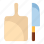 board, cooking, kitchen, kitchen set, knife, tools, utensil 
