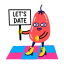 lets, date, dancing, fruit, cartoon, placard 