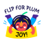 plum, joy, happy, fruit, cartoon, typography 