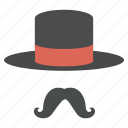cap, hat, magic, magician, moustache, style, accessory