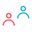blue, color, distance, man, person, red 