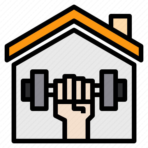 Coronavirus, covid, covid19, dumbbell, home, house, stay icon - Download on Iconfinder