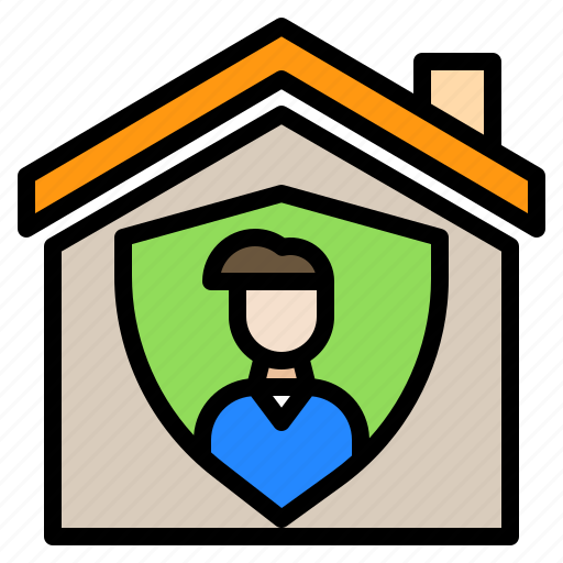 Coronavirus, covid, covid19, home, house, man, shield icon - Download on Iconfinder
